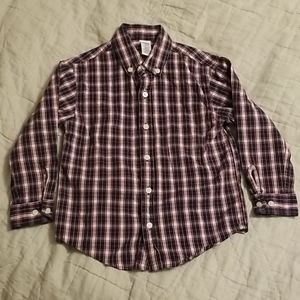 Gymboree boys button up plaid shirt red grey 5